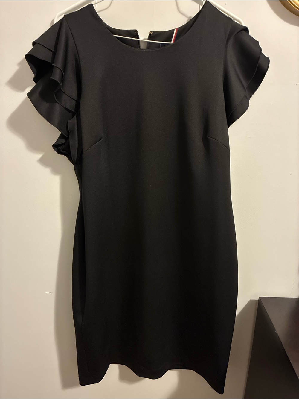 Tommy Hilfiger Black Ruffle Sleeve Sheath Dress